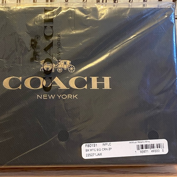 Coach Signature Khaki Wine Leather Wristlet Charms - Picture 4 of 8